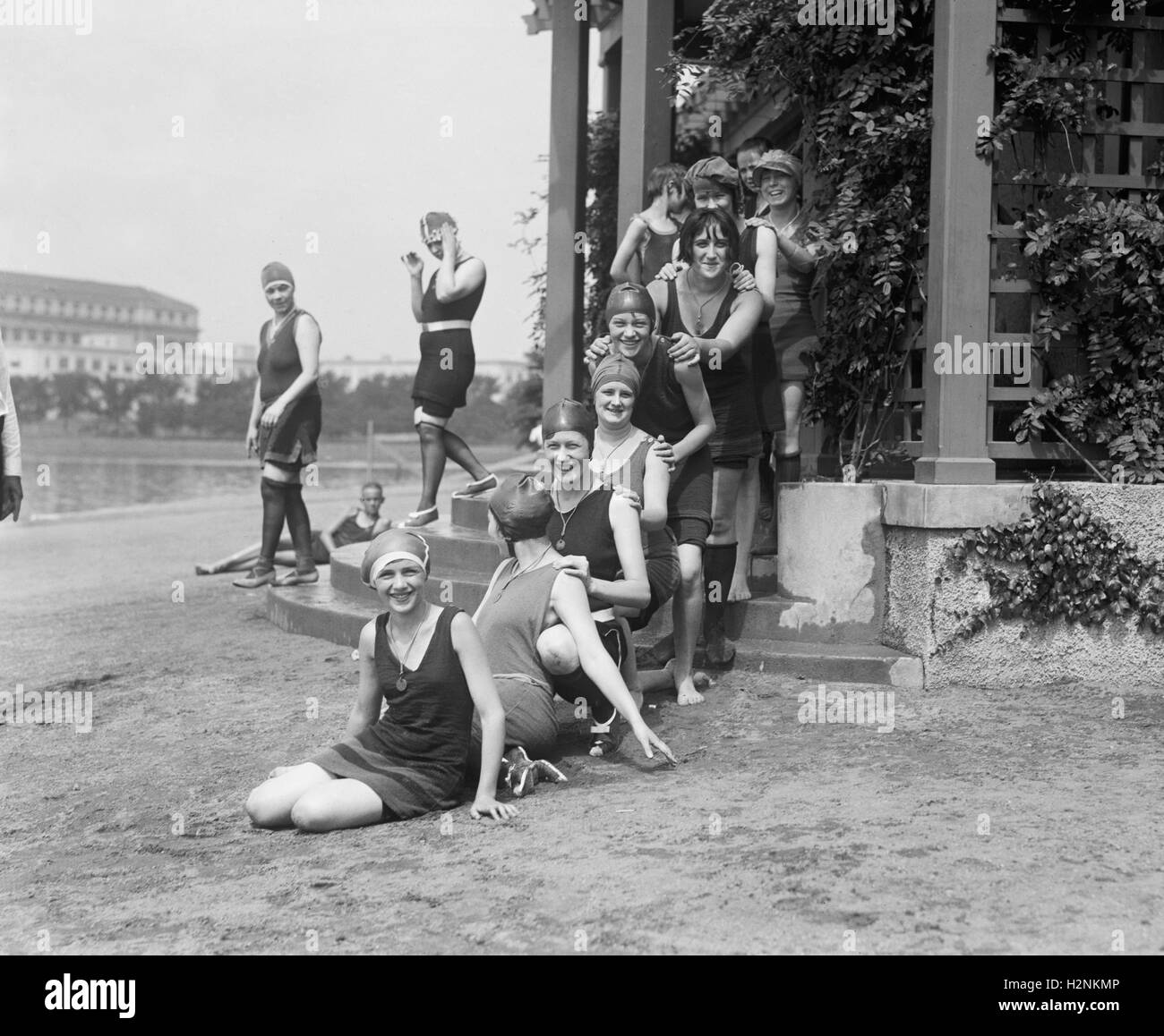 Group of Women at Bathing Beach, Washington DC, USA, National Photo Company, May 1923 Stock Photo
