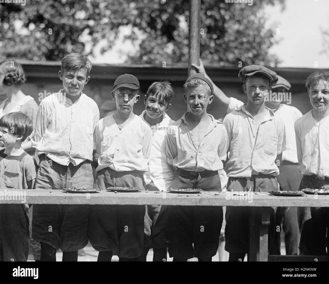 Young Boys after Pie Eating Contest, National Photo Company, August 1923 Stock Photo