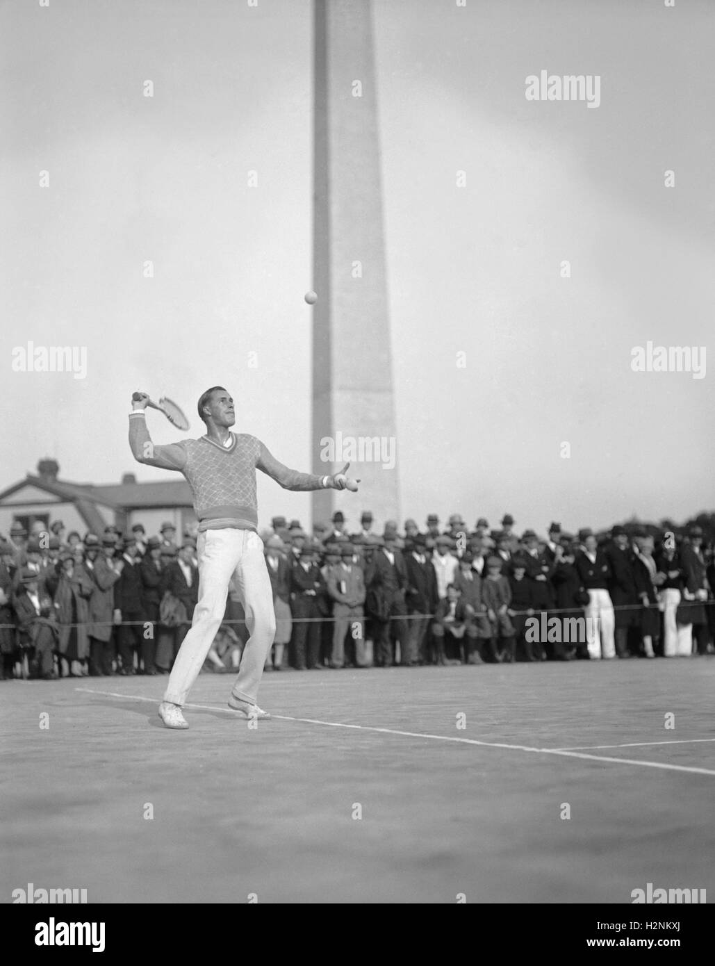 Tennis Player Bill Tilden in Action, Washington DC, USA, National Photo Company, May 1925 Stock Photo