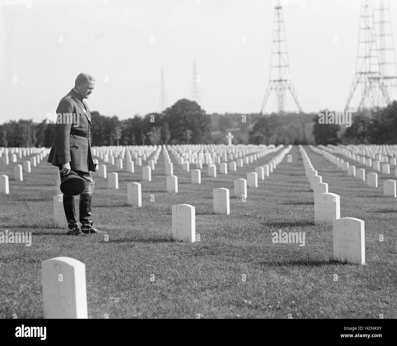General John Pershing at Arlington National Cemetery, Arlington, Virginia, USA, National Photo Company, May 1925 Stock Photo
