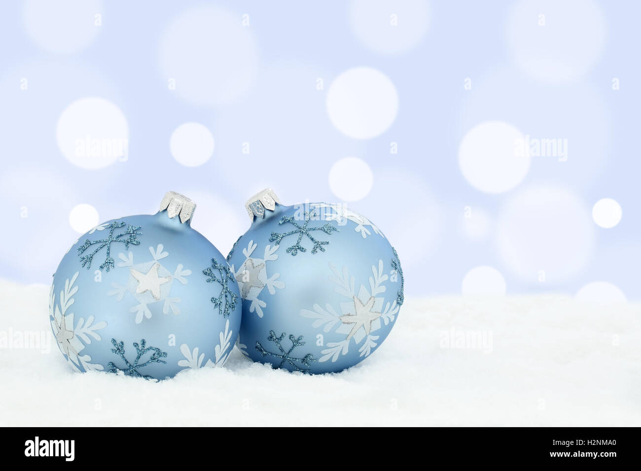Christmas card balls background snow decoration deco Stock Photo