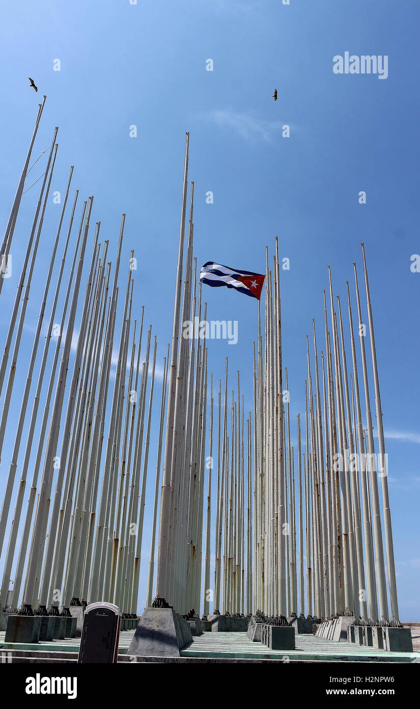 Empty flagpoles Havana Stock Photo