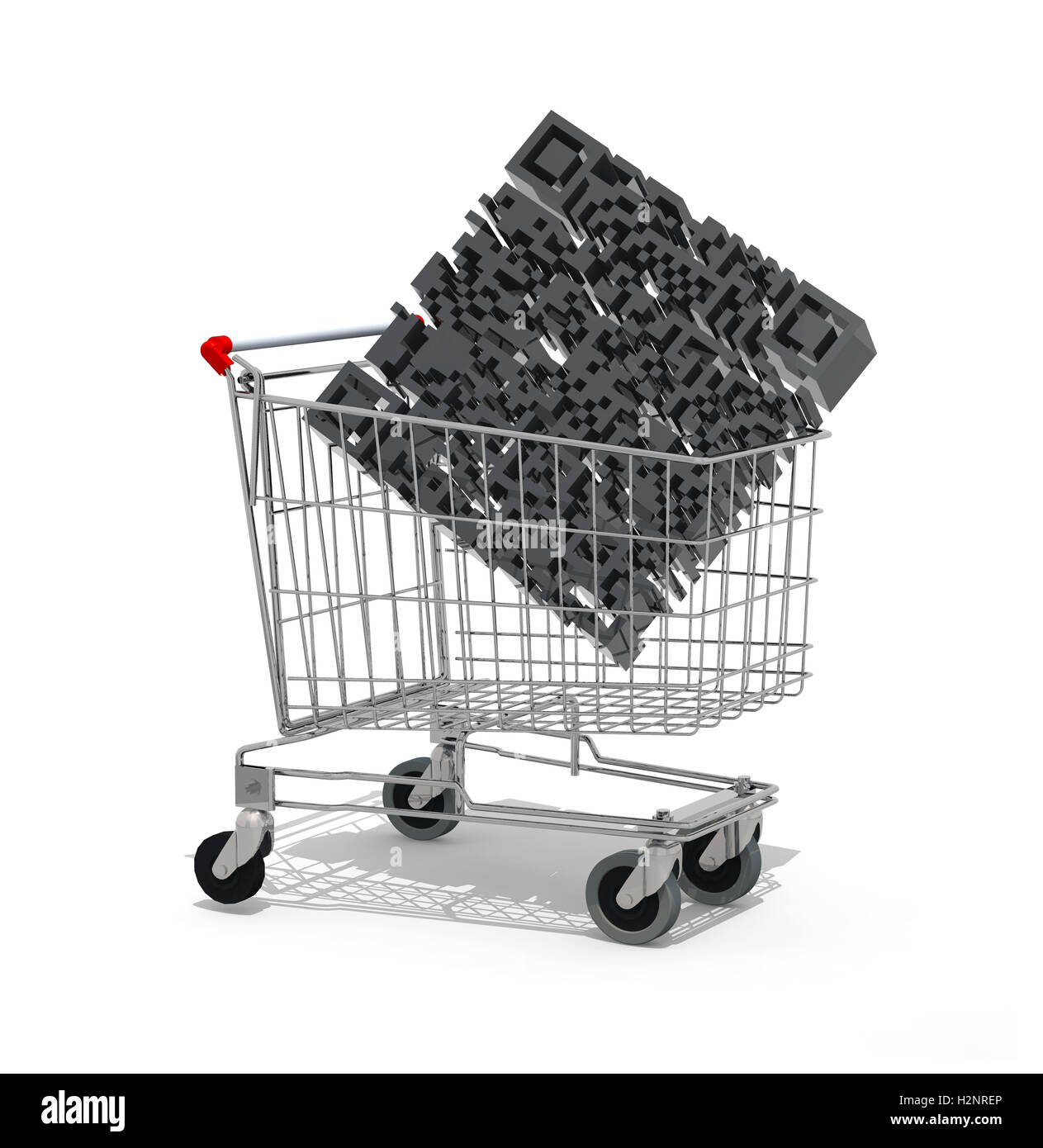 Shopping cart with big qr code inside, 3d illustration Stock Photo Alamy