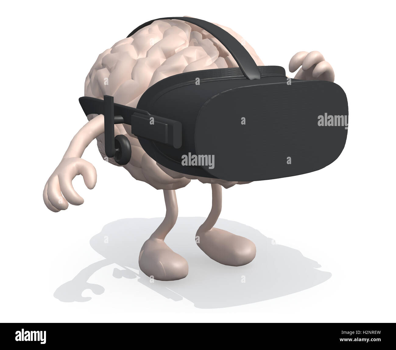 human brian with virtual reality glass, 3d illustration Stock Photo