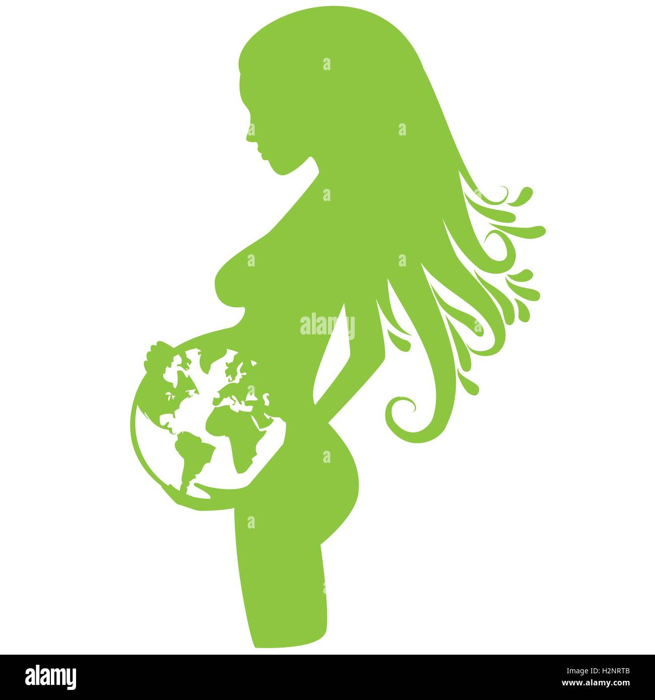 Green earth pregnancy illustration full vector element Stock Vector