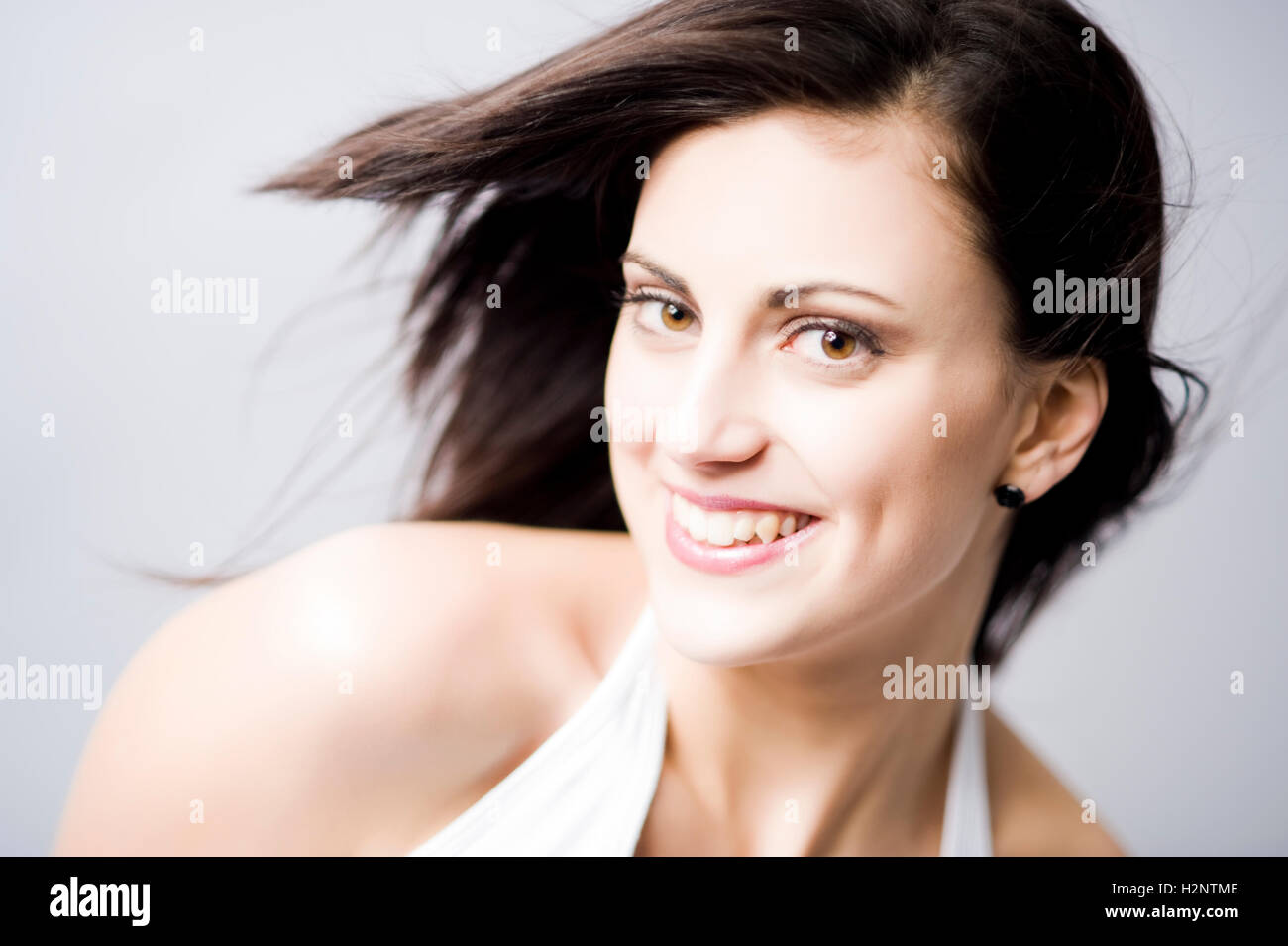 Darkhaired young woman Stock Photo Alamy