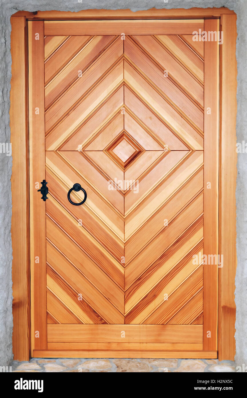 Wooden door made from Douglas fir Stock Photo Alamy