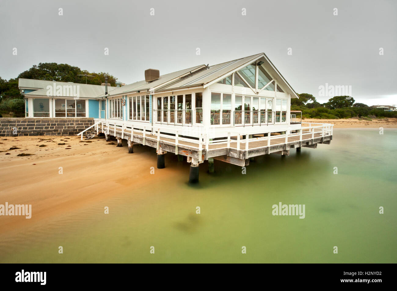 Barwon Heads Jetty Cafe at the Great Ocean Road. Stock Photo