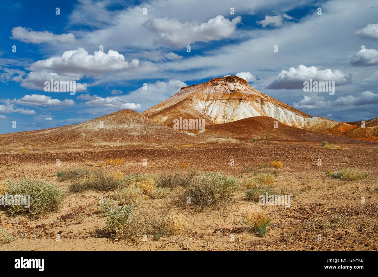 Coloured Hills of the Breakaways at Coober Pedy. Stock Photo