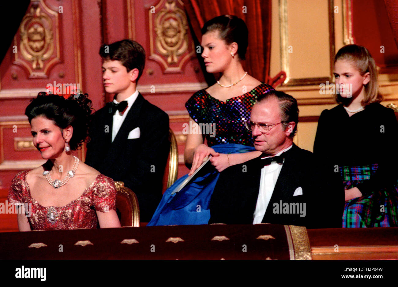 Swedens Queen Silvia is celebrated on her 50th birthday in the Opera House  1993 Stock Photo - Alamy