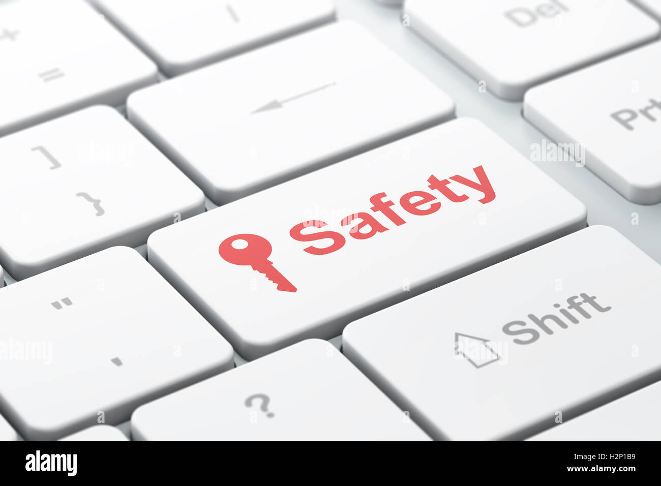 Protection concept: Key and Safety on computer keyboard background ...
