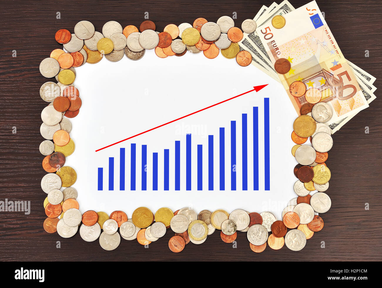 Comparing Money Chart chart and money Stock Photo - Alamy