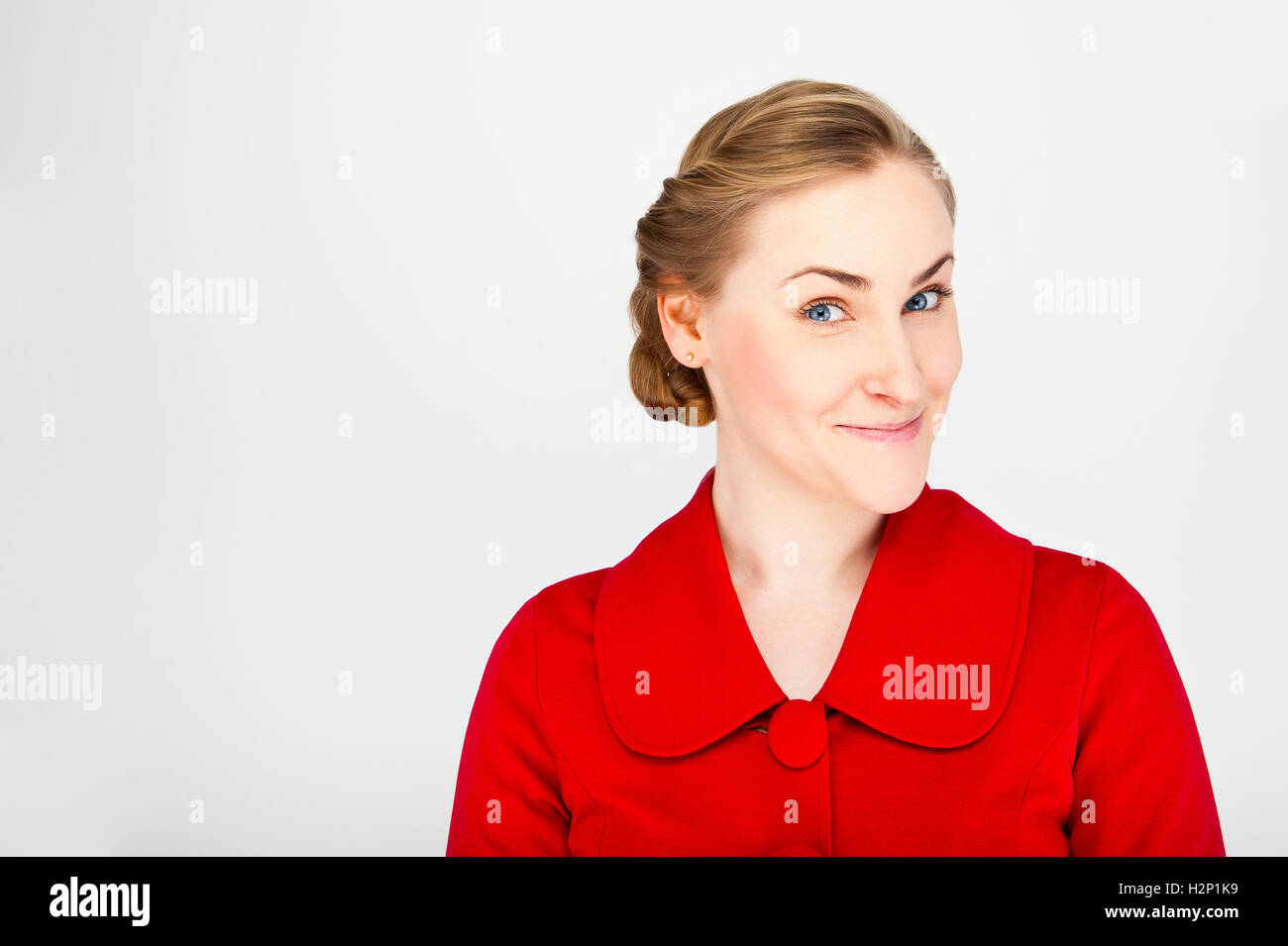 Closeup portrait of cute young business woman smiling Stock Photo - Alamy