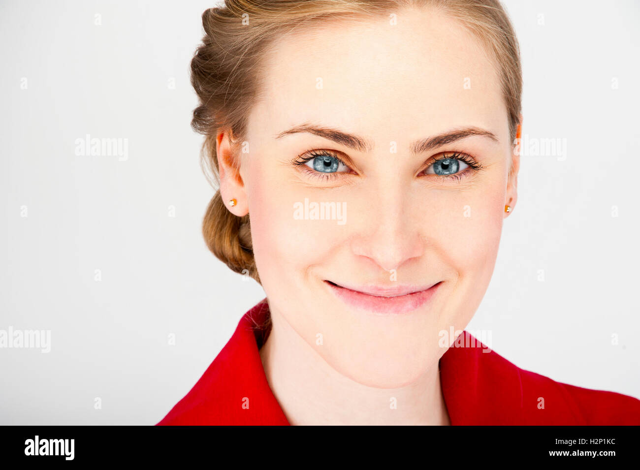 Closeup portrait of cute young business woman smiling Stock Photo - Alamy
