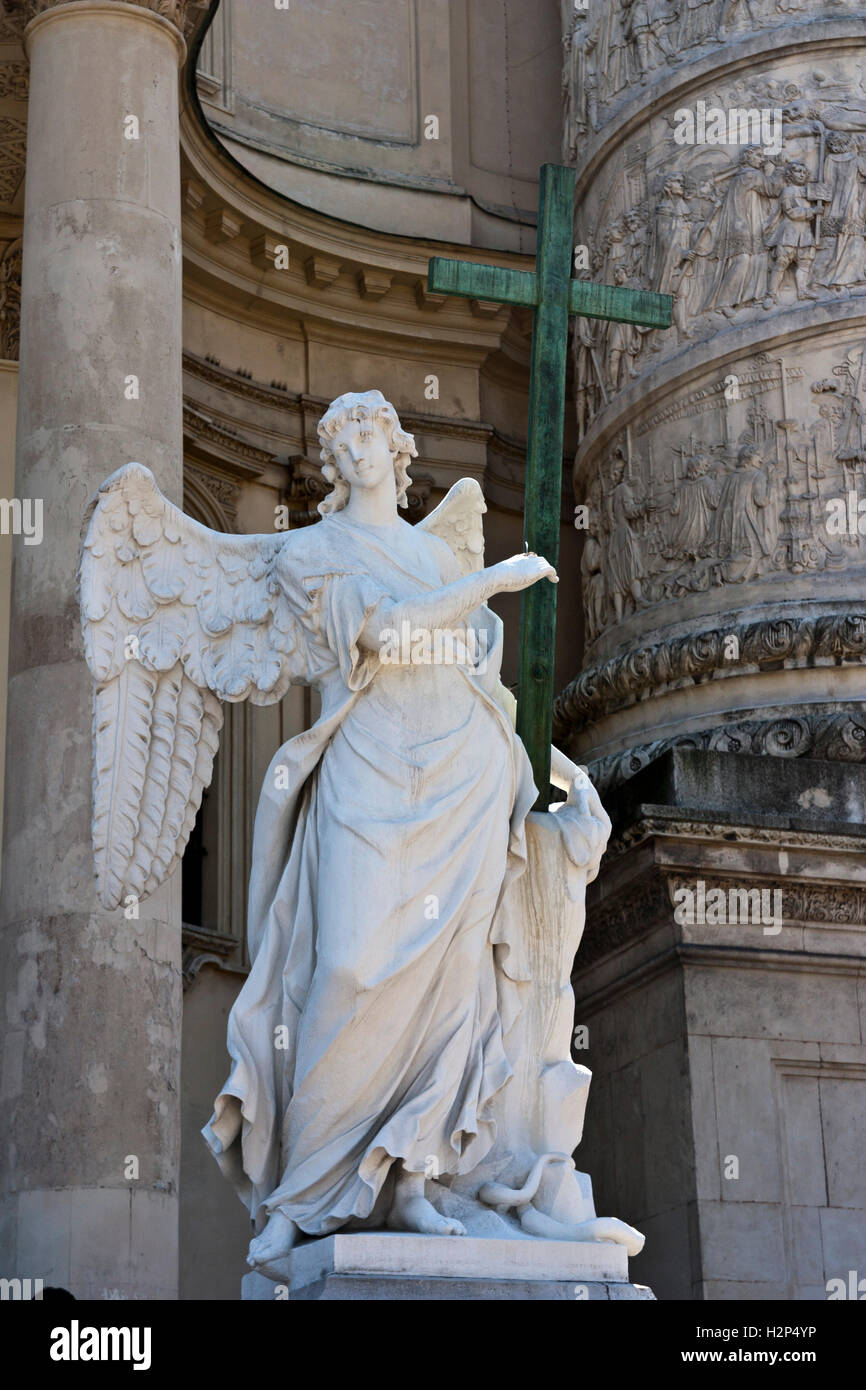 Statue of angel with cross, Karlskirche, St. Charles's Church