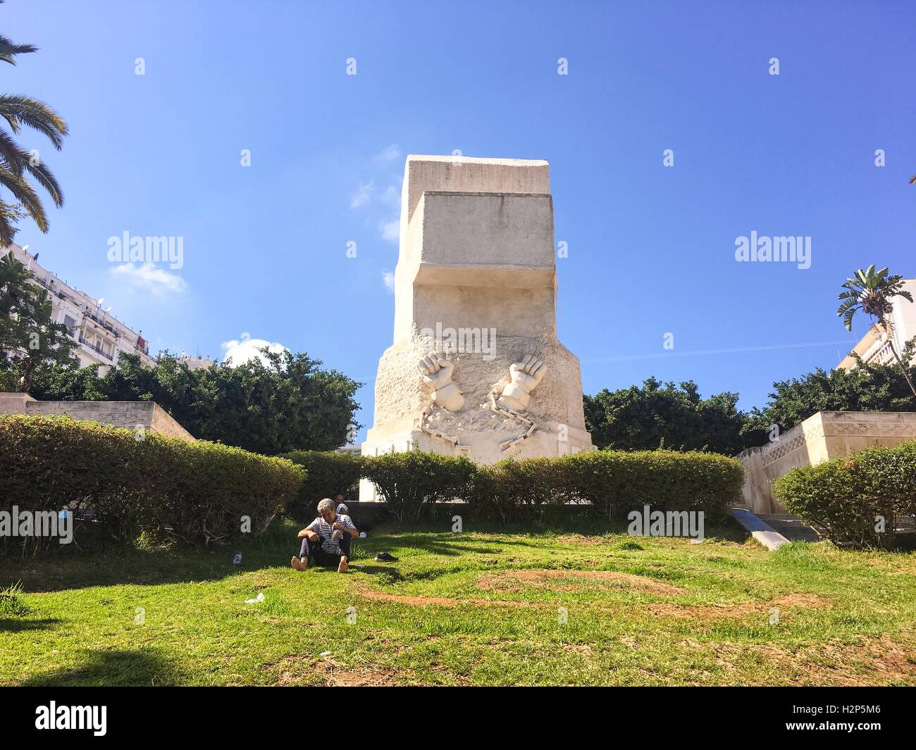 Freedom Boulevard monument in jardin horloge florale park in Algiers Algeria Stock Photo