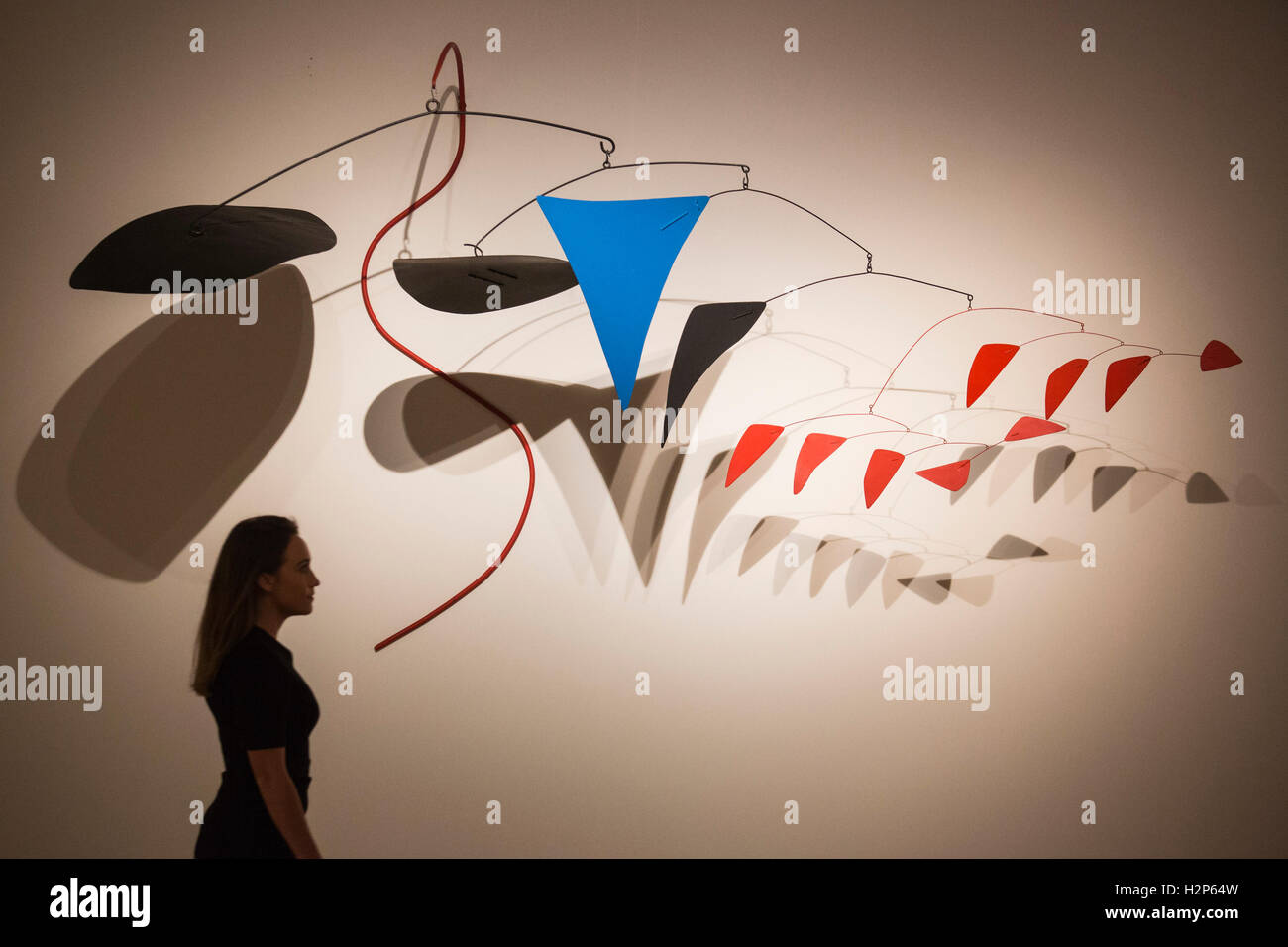 London, UK. 30 September 2016. Le Serpent rouge (The Red Snake), by Alexander Calder. Estimate GBP 2-3m. Christie's presents highlights from the Leslie Waddington Collection on 4 October 2016. Stock Photo