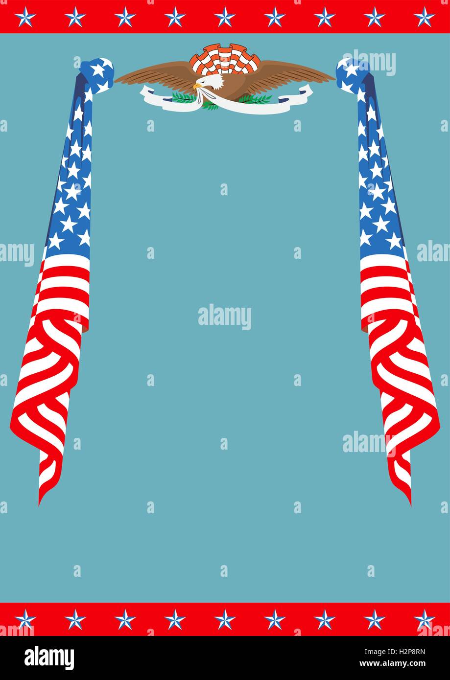 us flag and eagle patriotic border template stock vector art