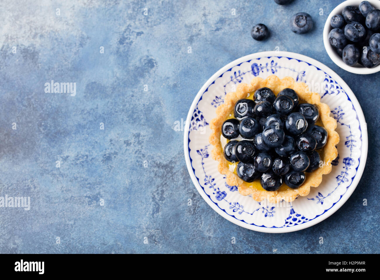 Blueberry tartlet, pie, tart with vanilla custard Stock Photo Alamy