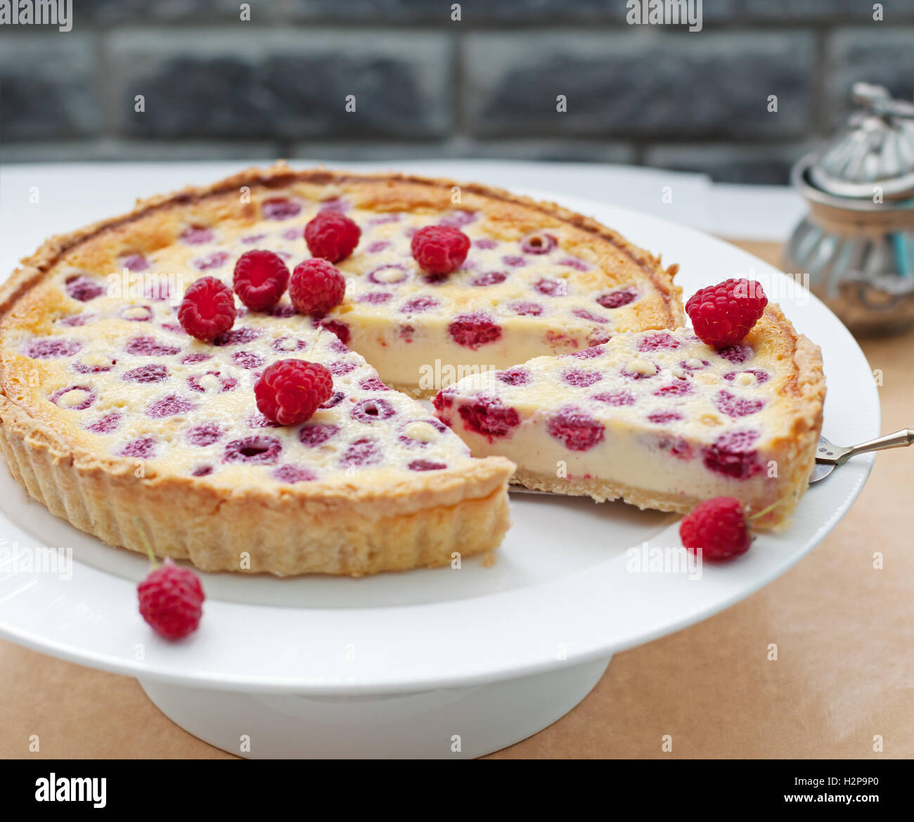 Raspberry, blueberry and white chocolate tart Stock Photo Alamy
