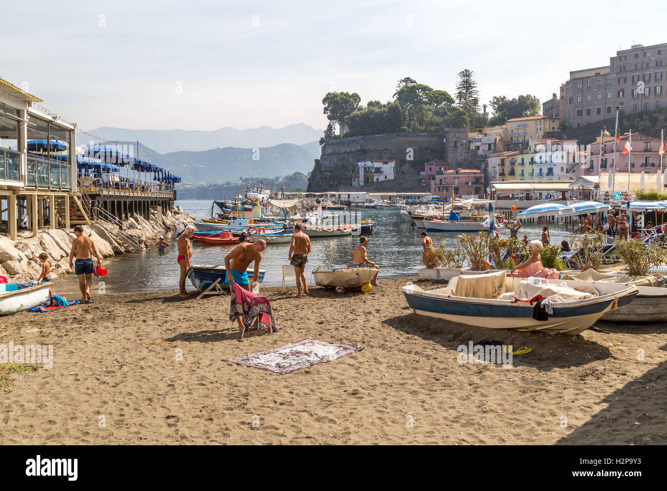 Bathing At Marina Grande Sorrento Italy Stock Photo