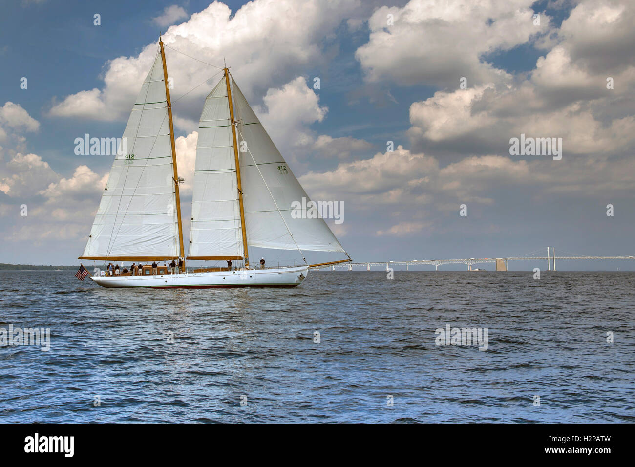 The U.S. Naval Academy training sailboat Summerwind sails on the