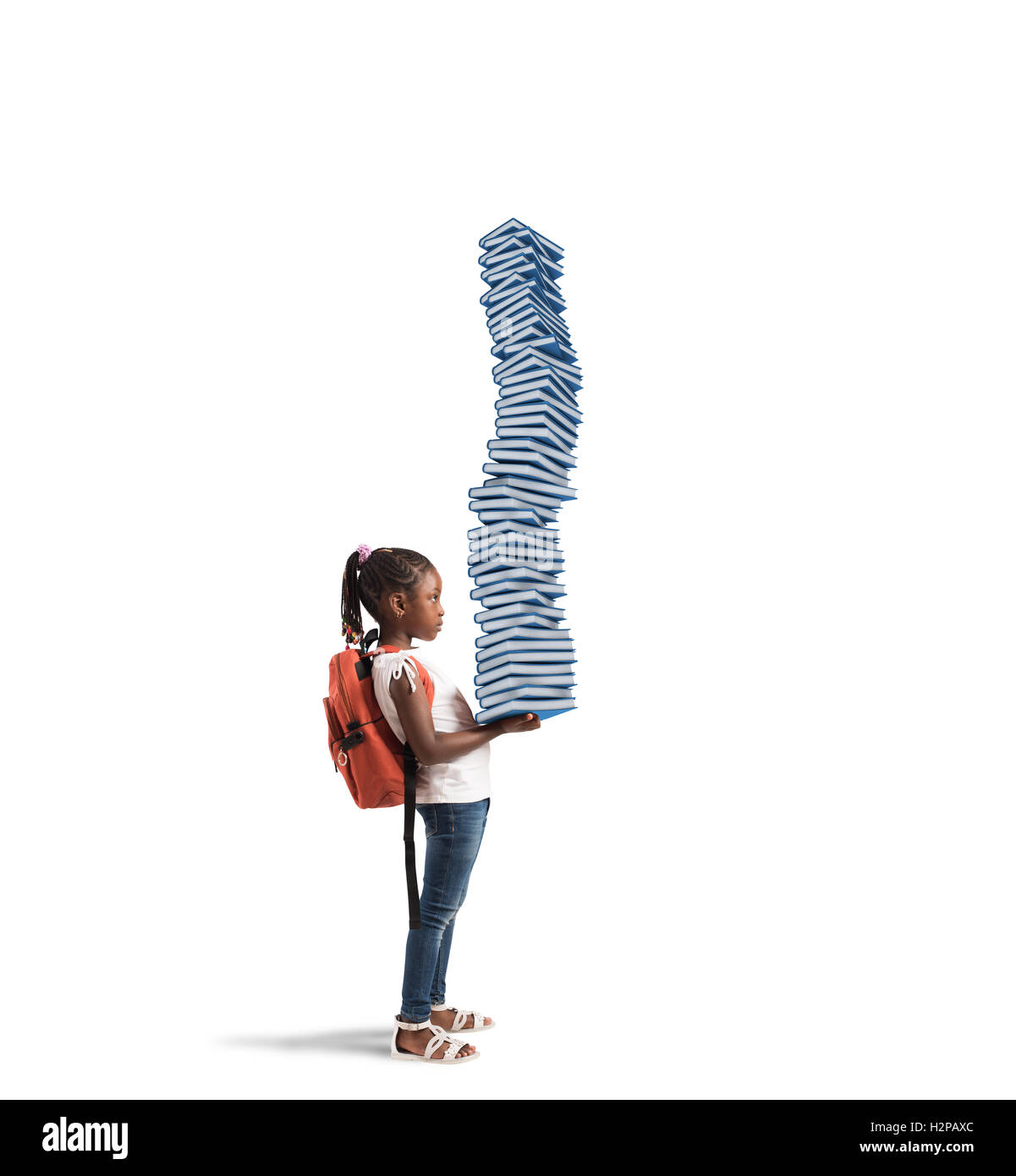 Pile of books for a little girl Stock Photo - Alamy