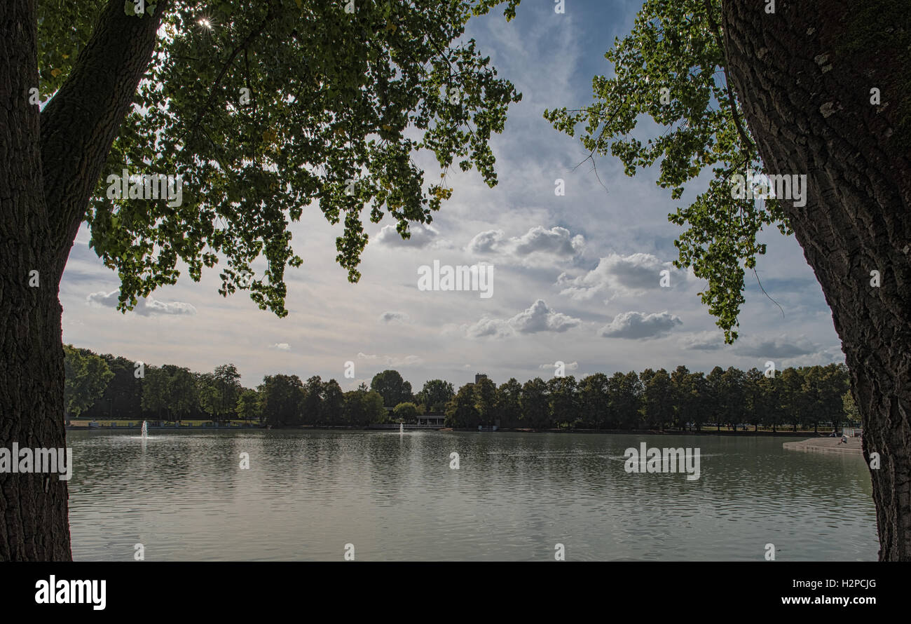 View on a lake in Germany Aachener Weiher in Cologne Stock Photo