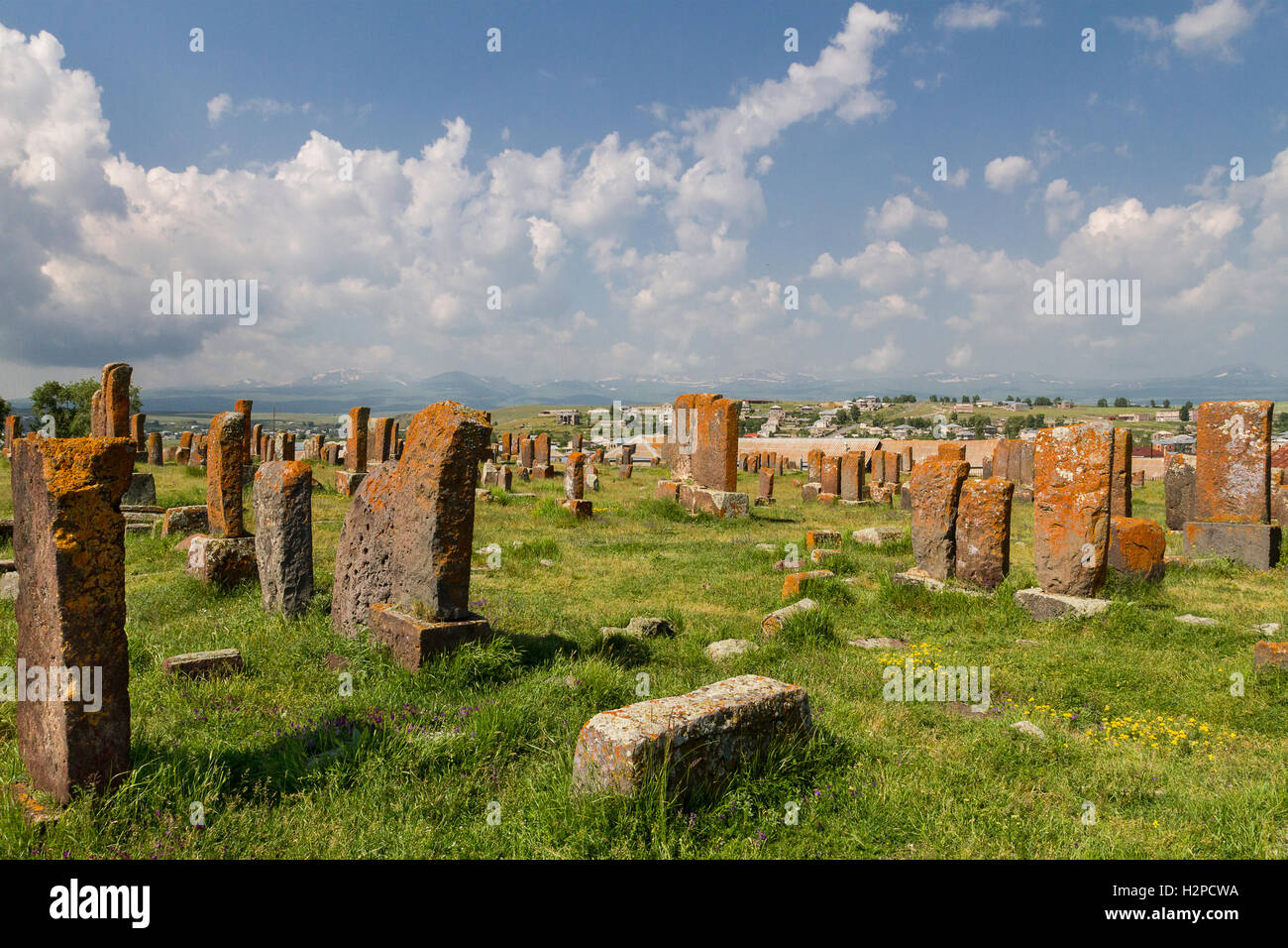 Ancient cemetery of Noratus in Armenia, Stock Photo