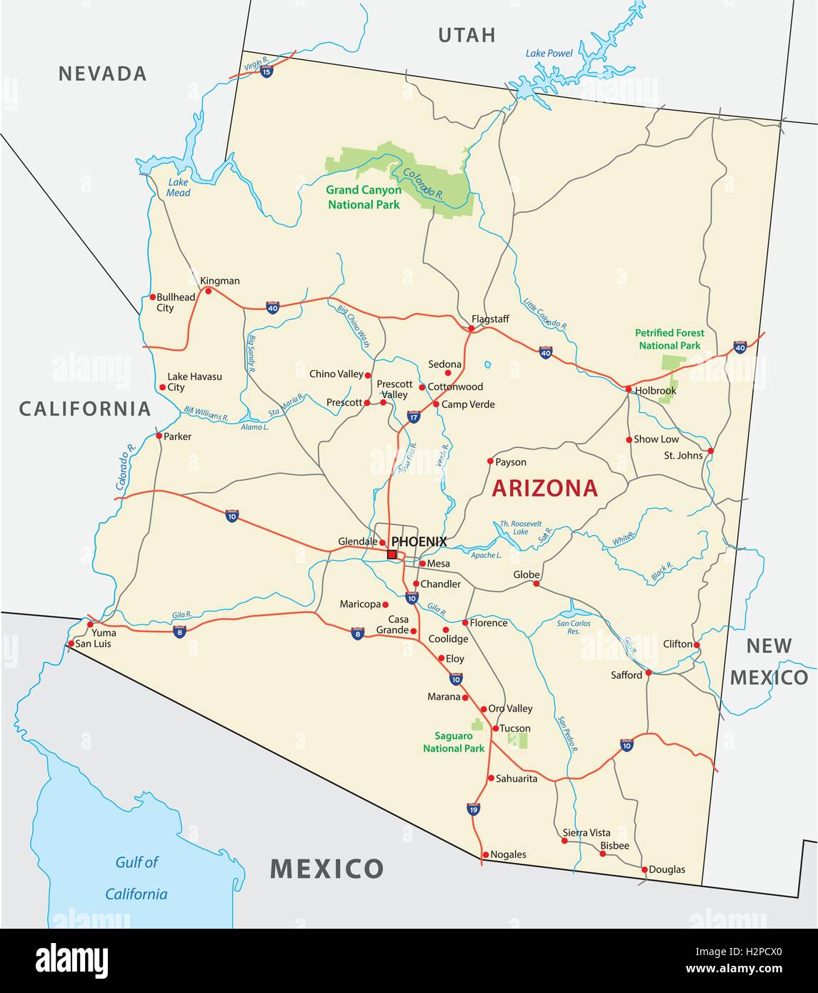 Arizona road map Stock Vector