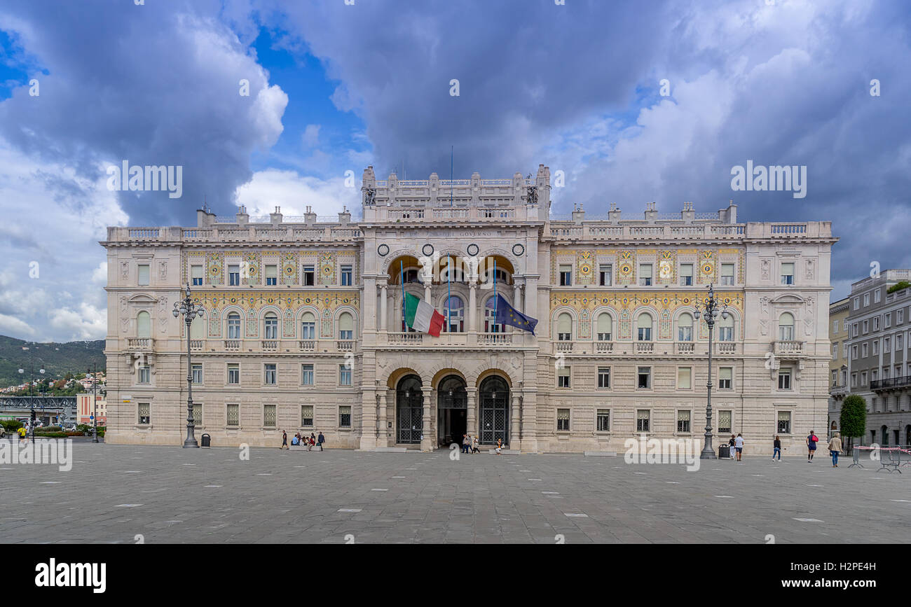 Palazzo Del Governo in the Piazza Dell Unita D'Italia in Trieste Stock Photo