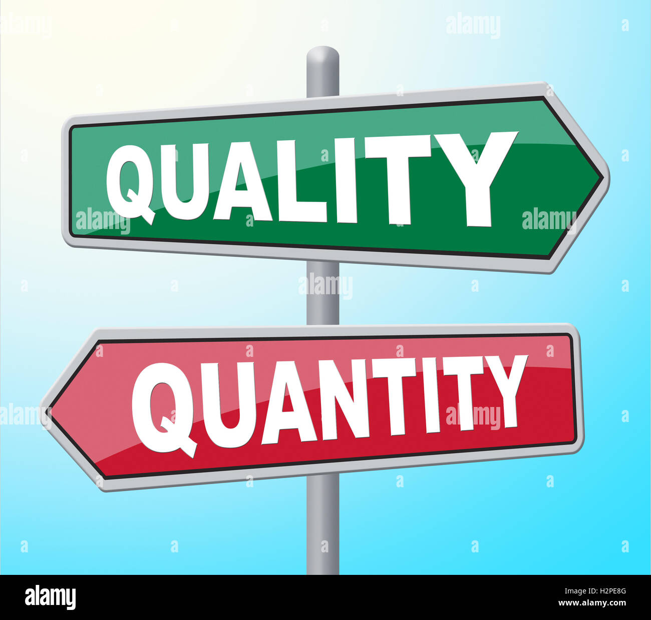 Quality Quantity Representing Amount Signboard And Template Stock Photo