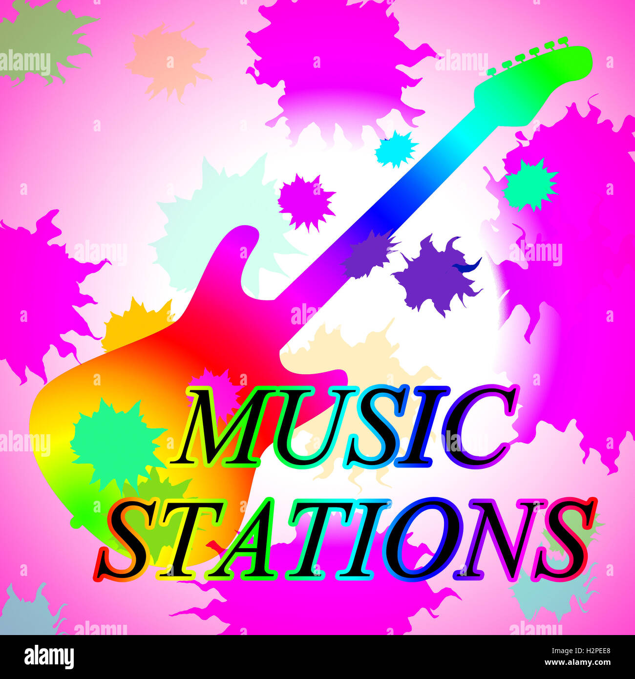 Music Stations Indicating Transmission Broadcast And Acoustic Stock Photo