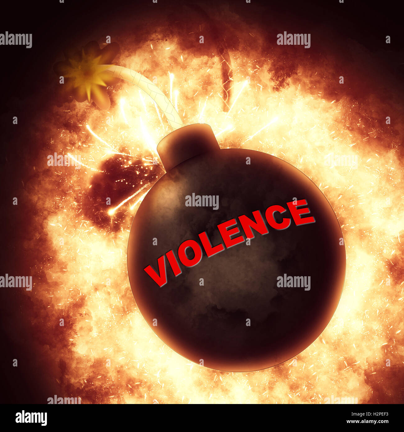 Violence Bomb Indicating Brute Force And Savagery Stock Photo
