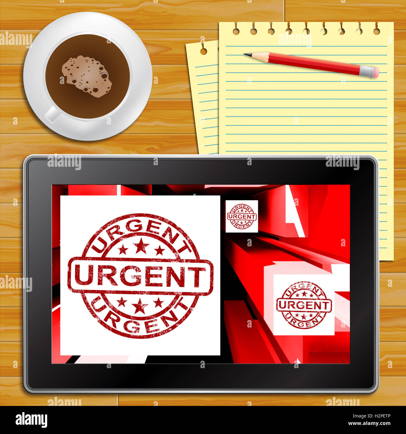 Urgent On Cubes Shows Urgent Priority Or Speed Delivery Tablet Stock ...