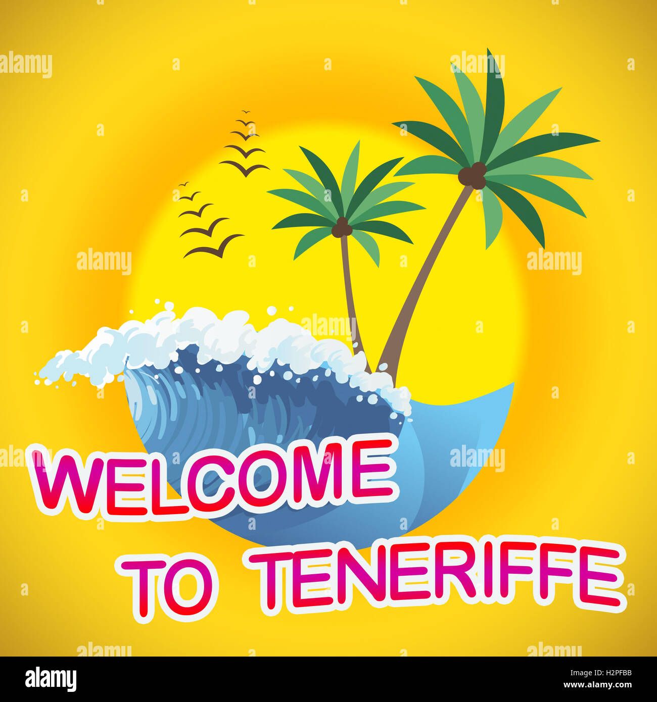 Welcome To Teneriffe Representing Summer Time And Vacations Stock Photo