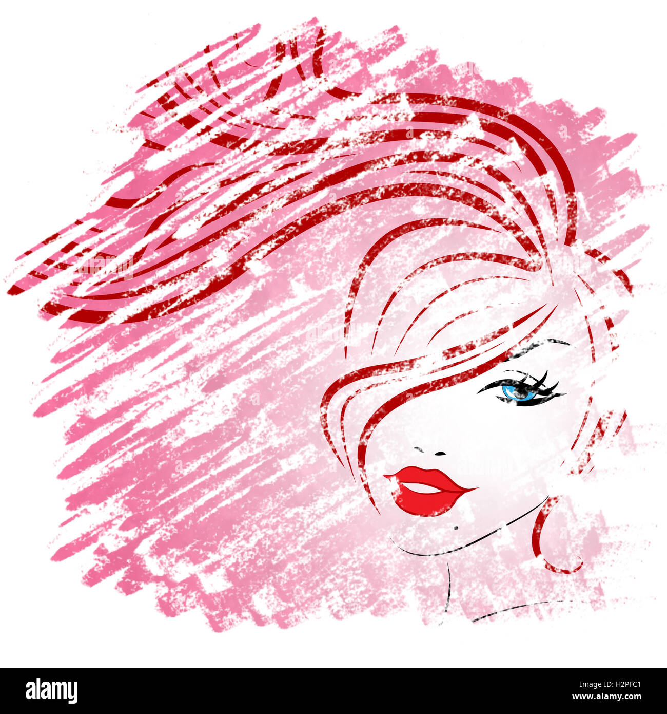 Pink Hair Meaning Facials Care And Elegance Stock Photo Alamy