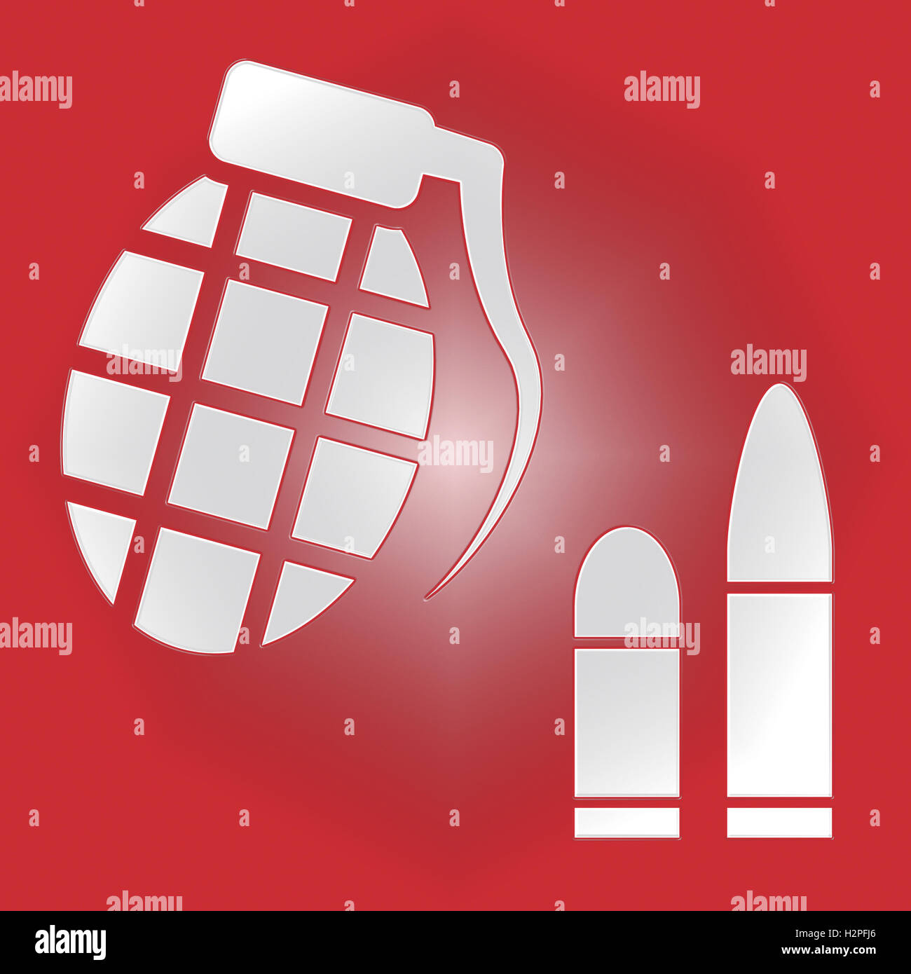 Hand Grenade Bullets Showing Murder Explosive And Ammunition Stock
