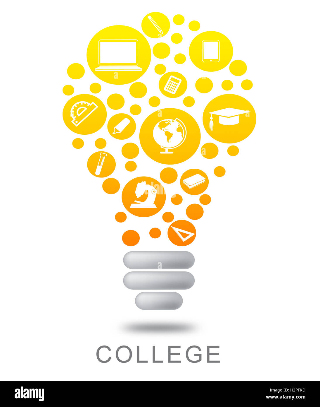 College Lightbulb Meaning Power Source And Illuminated Stock Photo Alamy