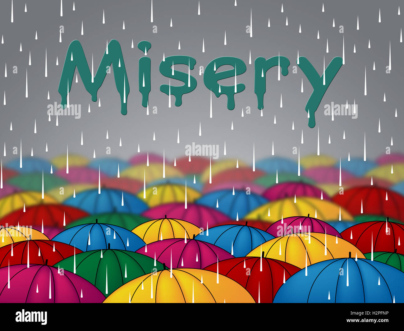 Misery Rain Indicating Rains Melancholy And Despondent Stock Photo