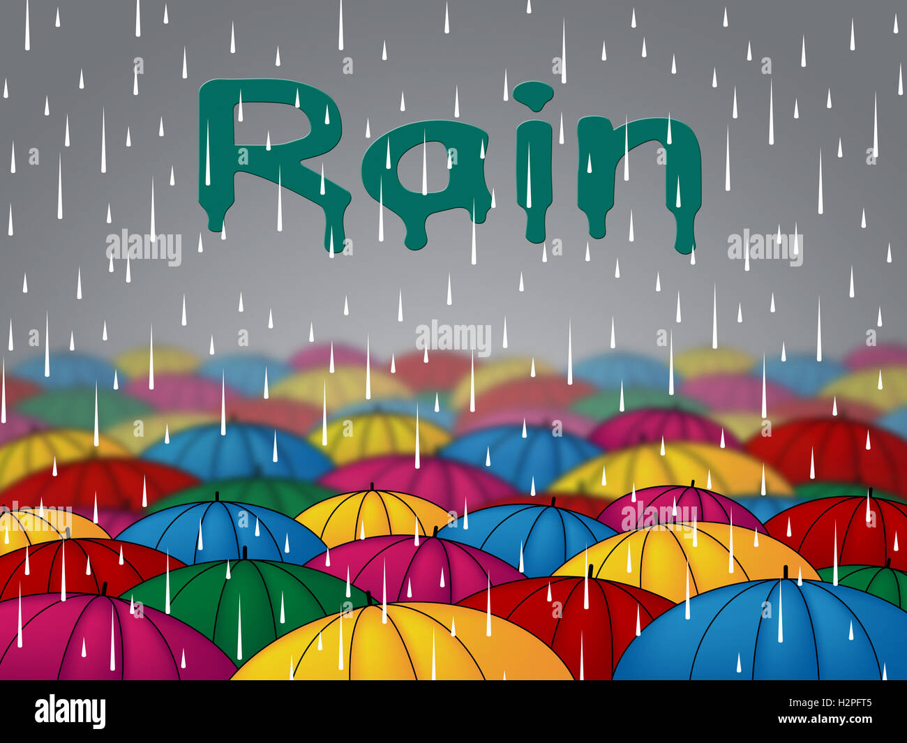 Rain Umbrellas Meaning Shower Rainfall And Downpour Stock Photo Alamy
