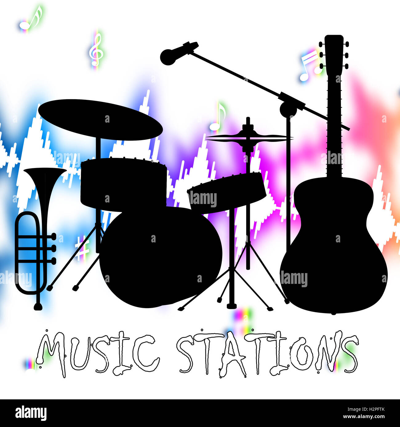 Music Stations Representing Radio And Radiography Stock Photo