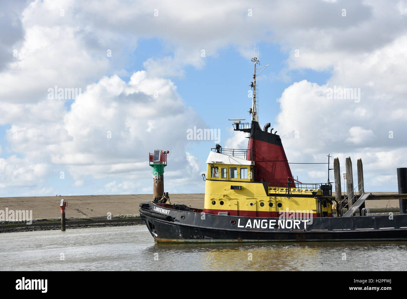 Old tugboat Lange Nort Harlingen Port Harbor Friesland sea beach coast Netherlands Stock Photo