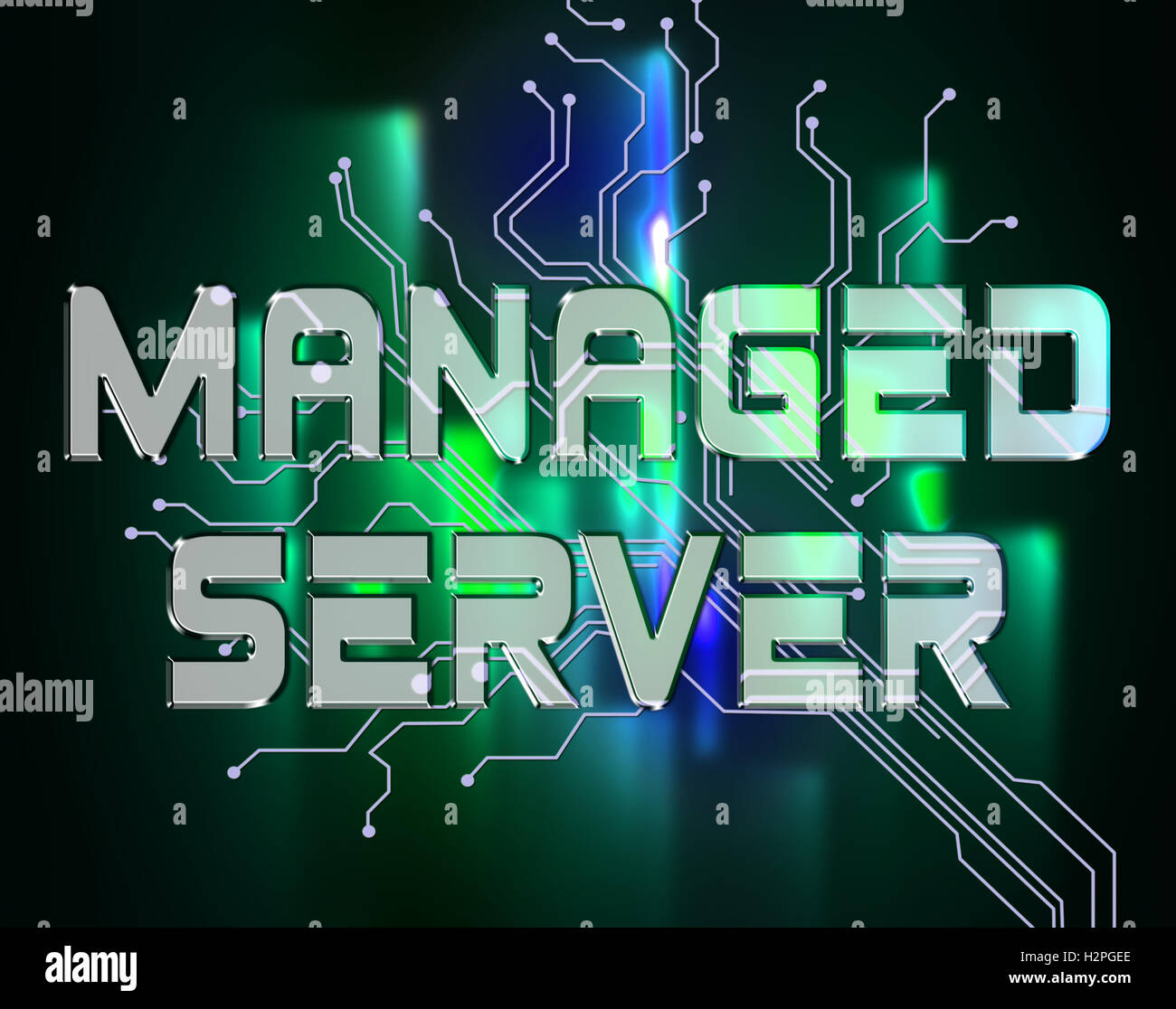 Managed Server Indicating Computer Servers And Connectivity Stock Photo