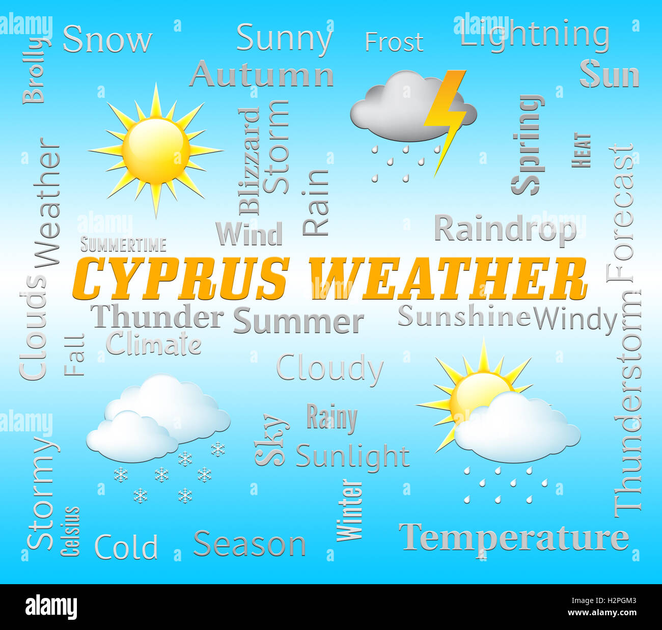 Cyprus Weather Representing Cypriot Outlook And Forecast Stock Photo