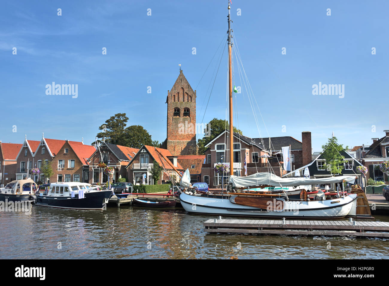 Grou Grouw Fryslân Friesland Netherlands Small Dutch Town ( Sint Piter kerk - church ) Stock Photo