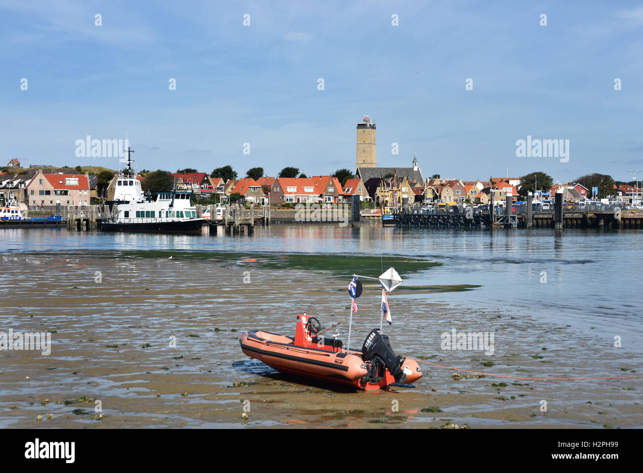 Terschelling ebb tide flood flow sea beach coast Netherlands Stock