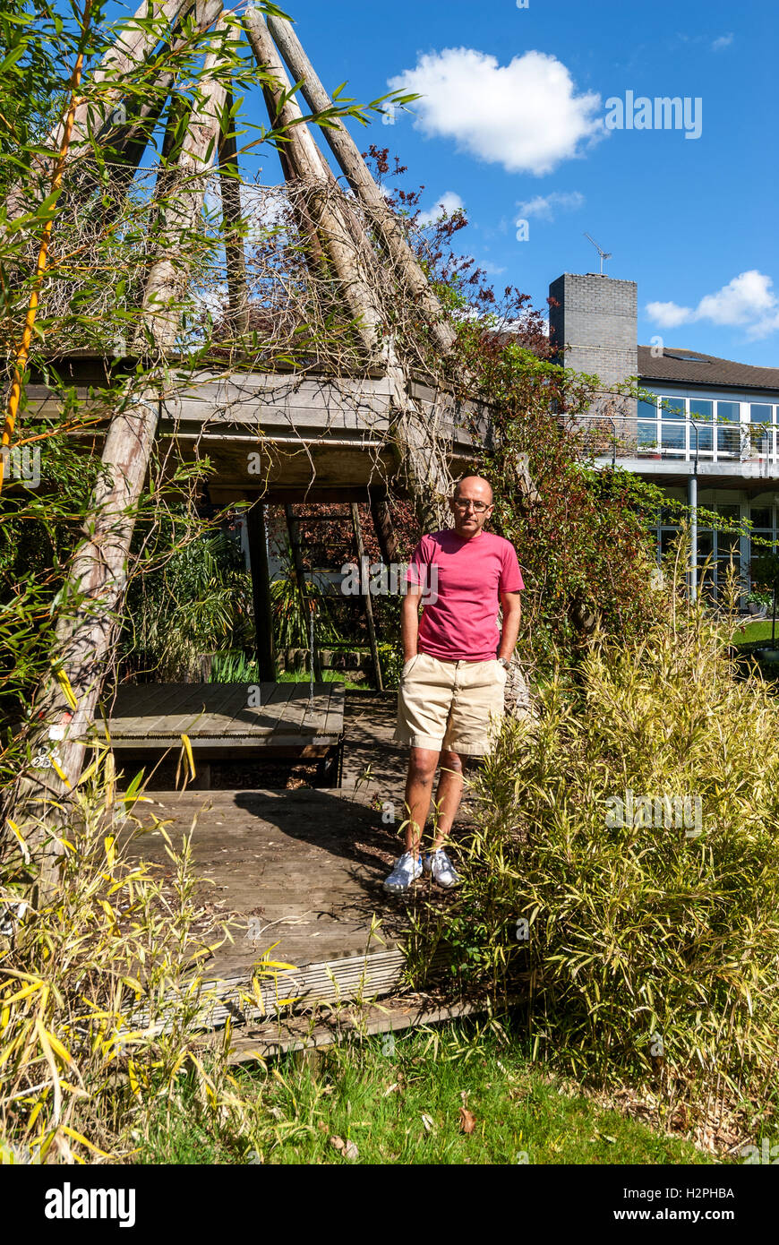 Designer Wayne Hemingway at his home in Itchenor, near Chichester, West Sussex. Stock Photo