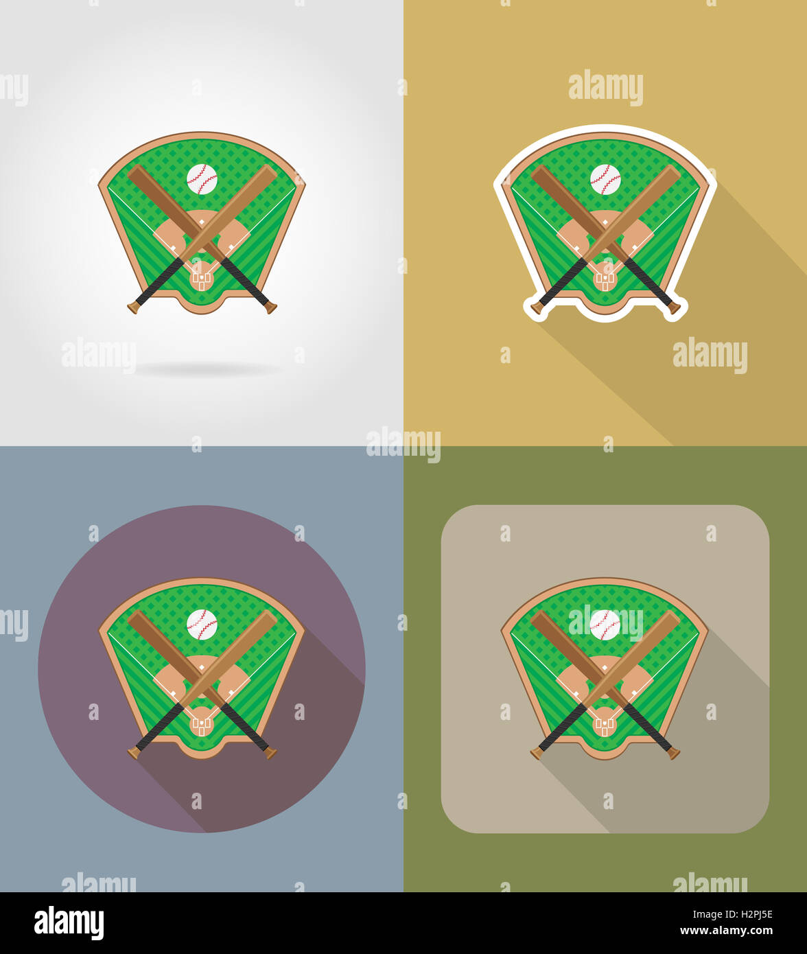 baseball field flat icons illustration isolated on background Stock ...