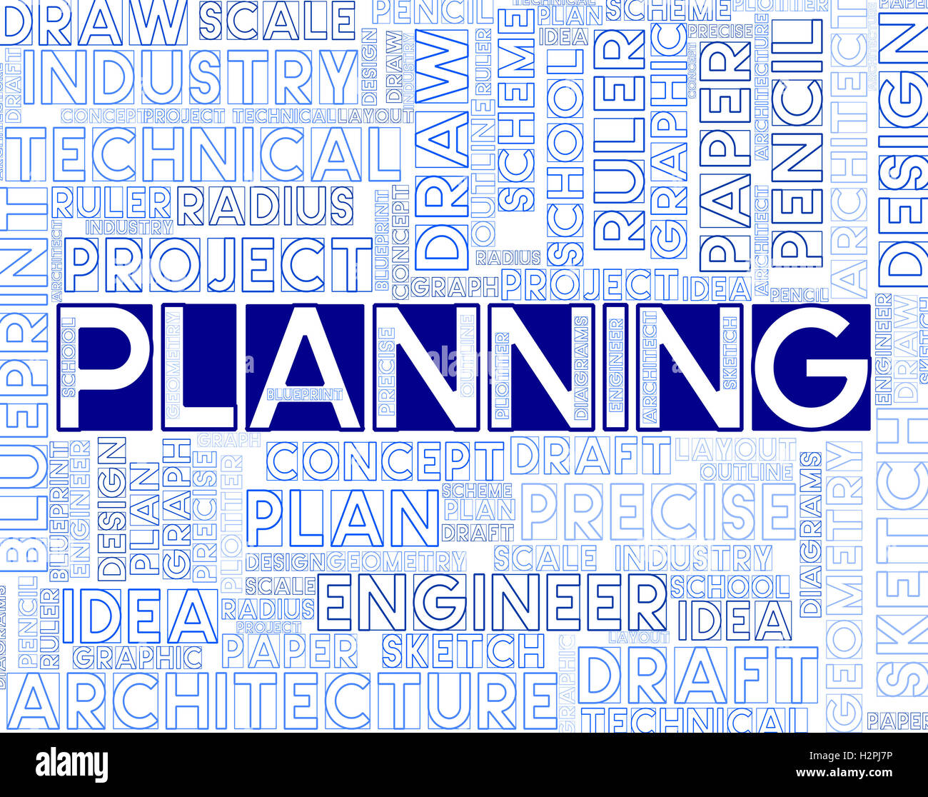 Planning Words Meaning Organizing Objectives And Mission Stock Photo
